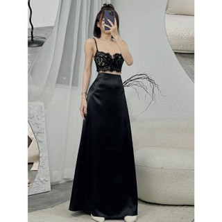 CHÂN VÁY LỤA HÀN CHÂU, hàng may 2 lớp, form siêu dài, bo eo đánh hông cực đỉnh, siêu hack dáng dễ phối đồ (CV-12) 100cm