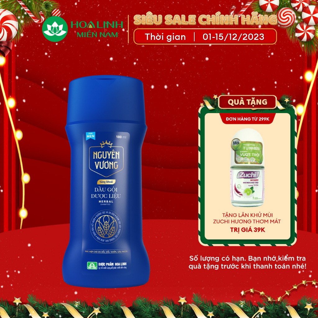 Dầu gội dược liệu Nguyên Vương Sảng khoái dành cho nam chai 180ml - Hương sảng khoái