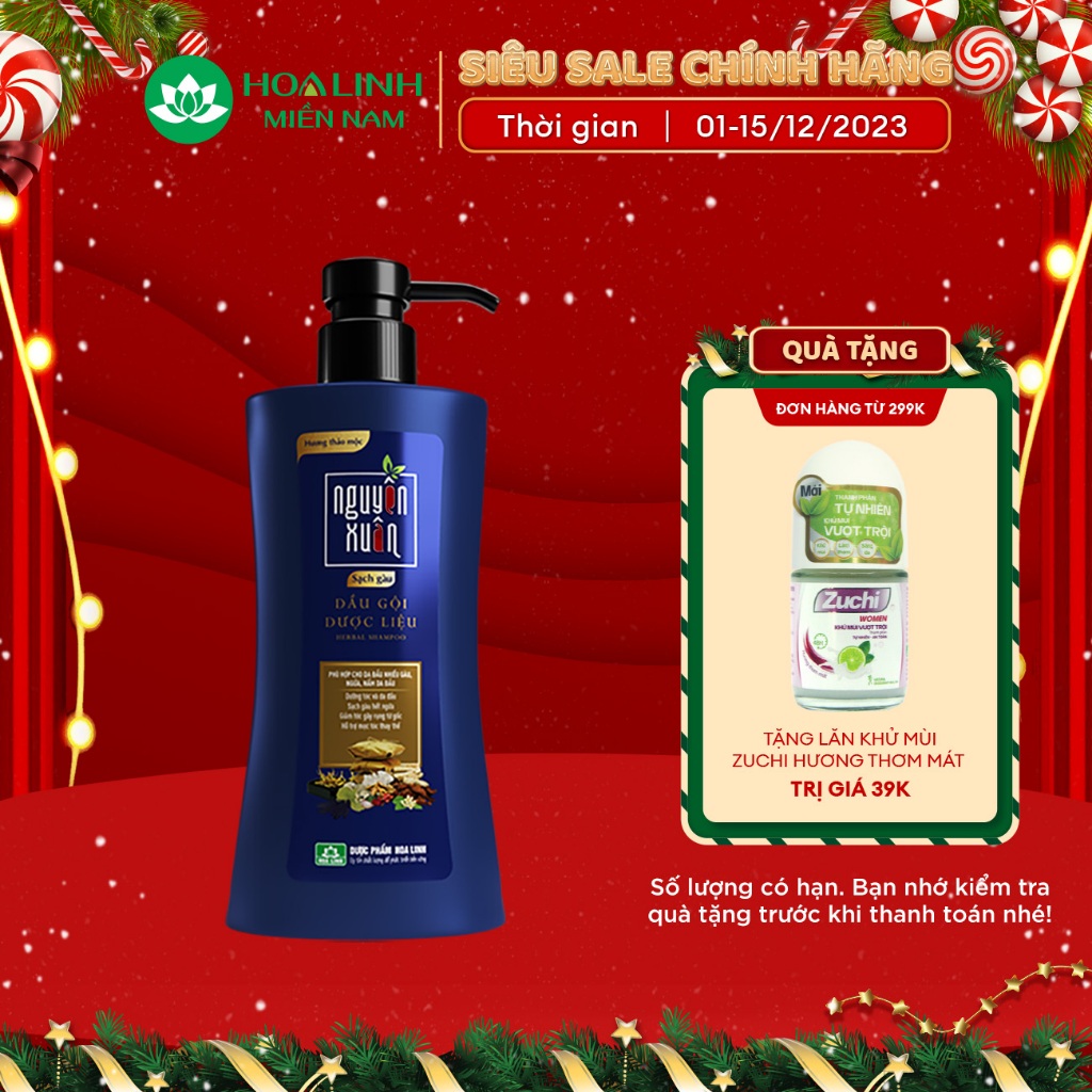 Dầu gội Dược liệu Nguyên Xuân Sạch Gàu 350ml Khuyến mãi 35ml