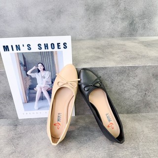 Min's shoes - giày bệt nơ da thật b389