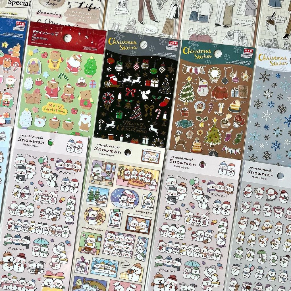 Sticker, hình dán chủ đề giáng sinh, người tuyết chính hãng Nhật Bản Art Therapy