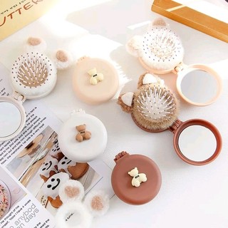 🍑🍑Gương lược mini hình gấu dễ thương bỏ túi tiện lợi