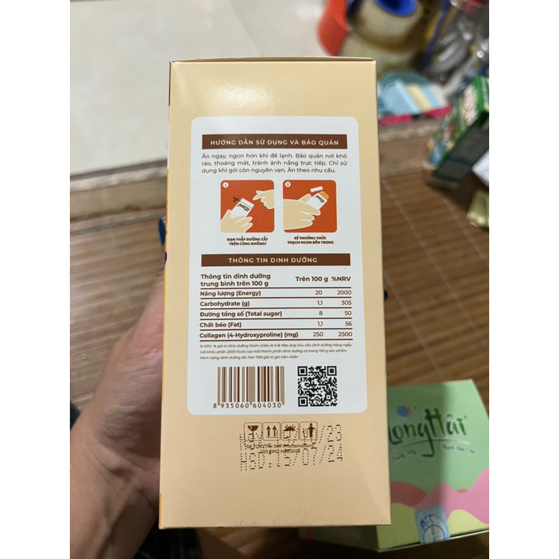 Hộp 360gr thạch dài sữa chua Naty Long Hải ít calo bổ xung colaggen cho làn da khoẻ