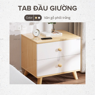 Tab đầu giường chân gỗ 2 ngăn kéo đóng sẵn 40x34x50cm yapi-102