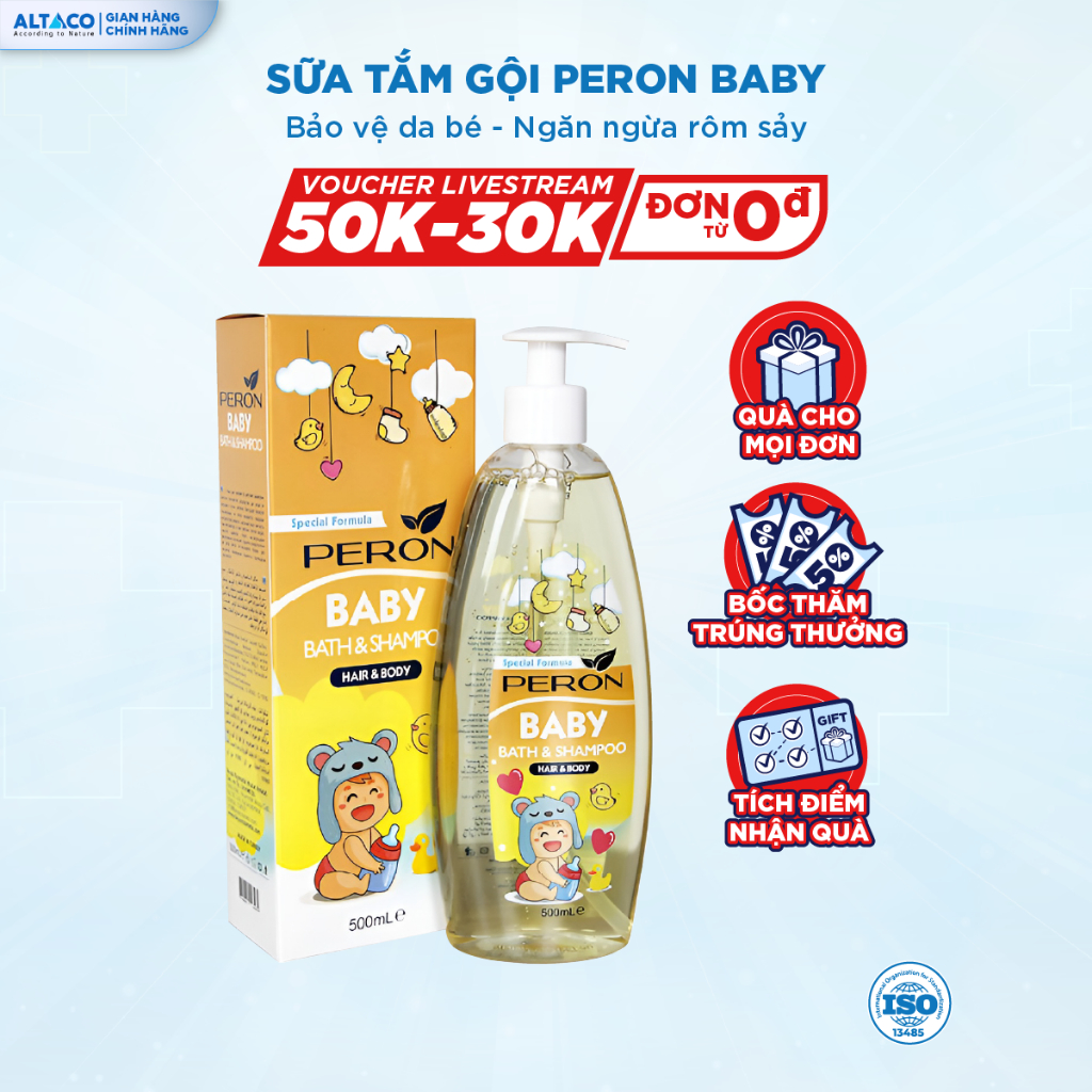Nước Tắm Và Gội Cho Trẻ Sơ Sinh Peron Baby Nhập Khẩu Thổ Nhĩ Kì (500ml)