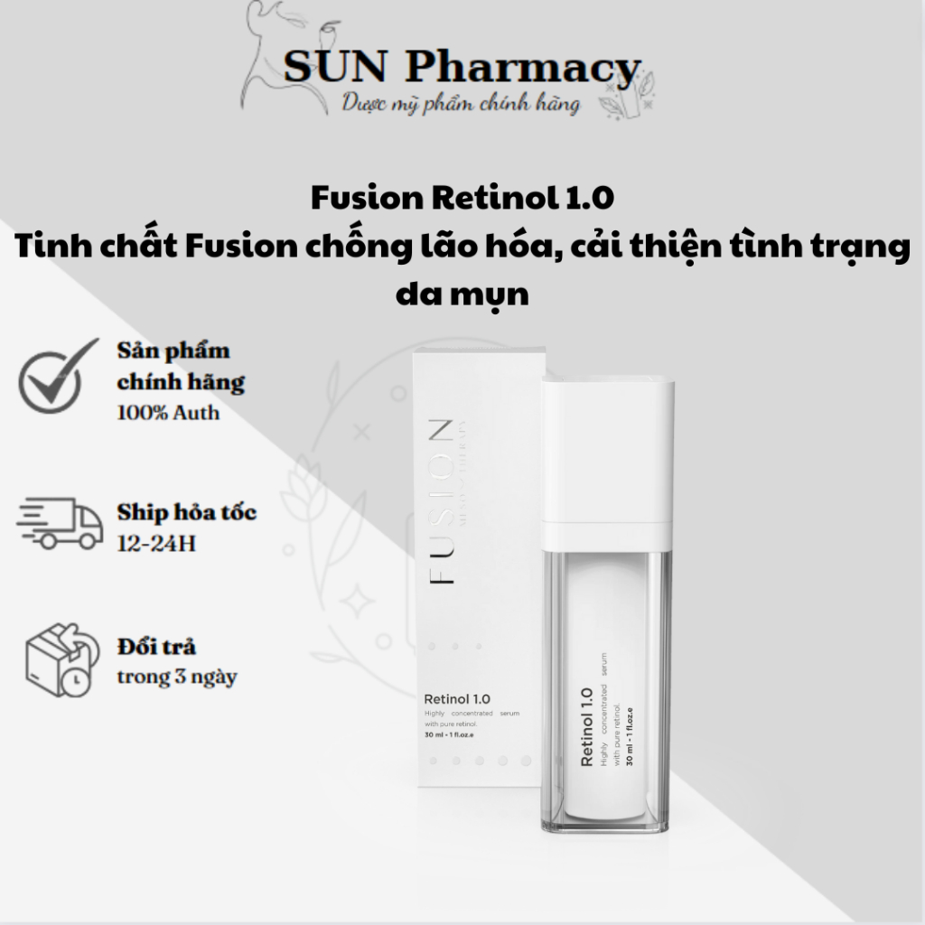 Fusion Retinol 1.0 - Tinh chất Fusion chống lão hóa, cải thiện tình trạng da mụn 30ml