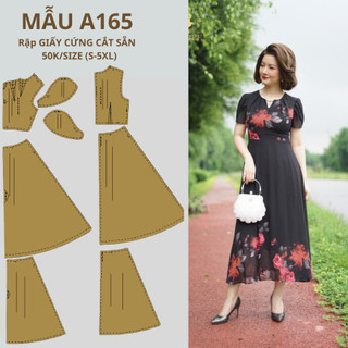 Rập giấy cứng cắt sẵn đầm trung niên a165