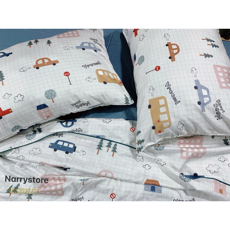 Vải cotton Hàn quốc may ga gối, vải may ga gối cho bé nhiều mẫu xe cộ