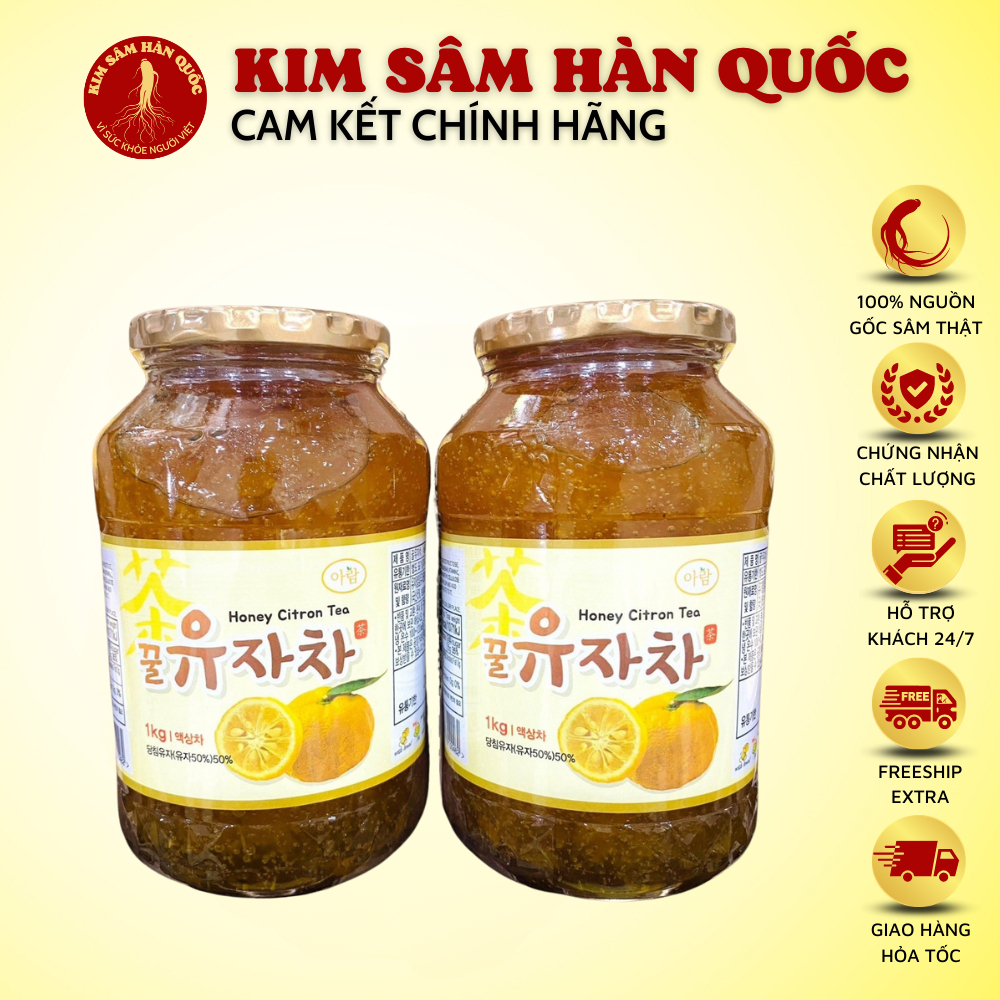 Mật Ong Chanh Hàn Quốc CITRON HONEY TEA Mẫu Mới Hũ 1kg, Chanh Vàng Hàn Quốc Chính Hãng