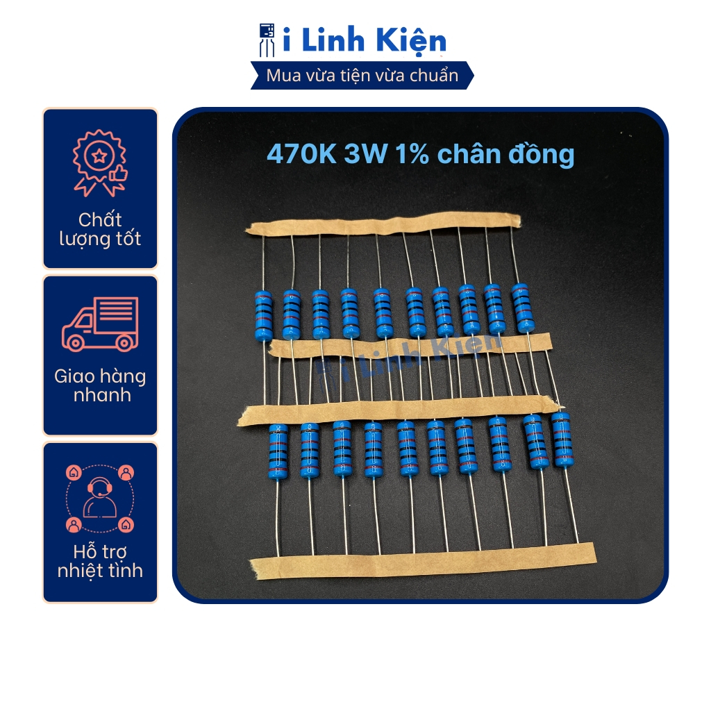 Điện trở vạch 3W 470K 1% chân đồng