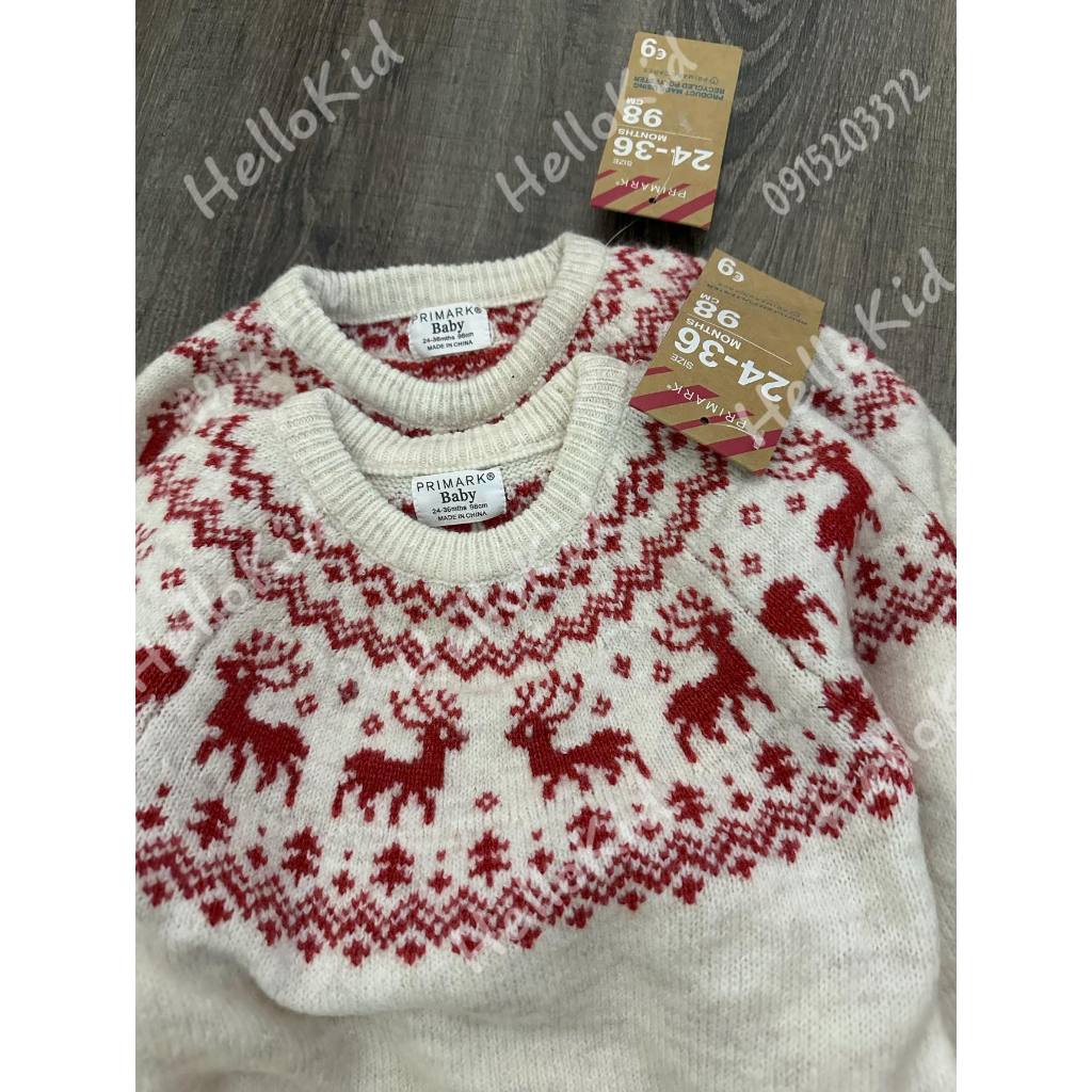 Áo len hoạ tiết phối đỏ tuần lộc ziczac cho bé prima
