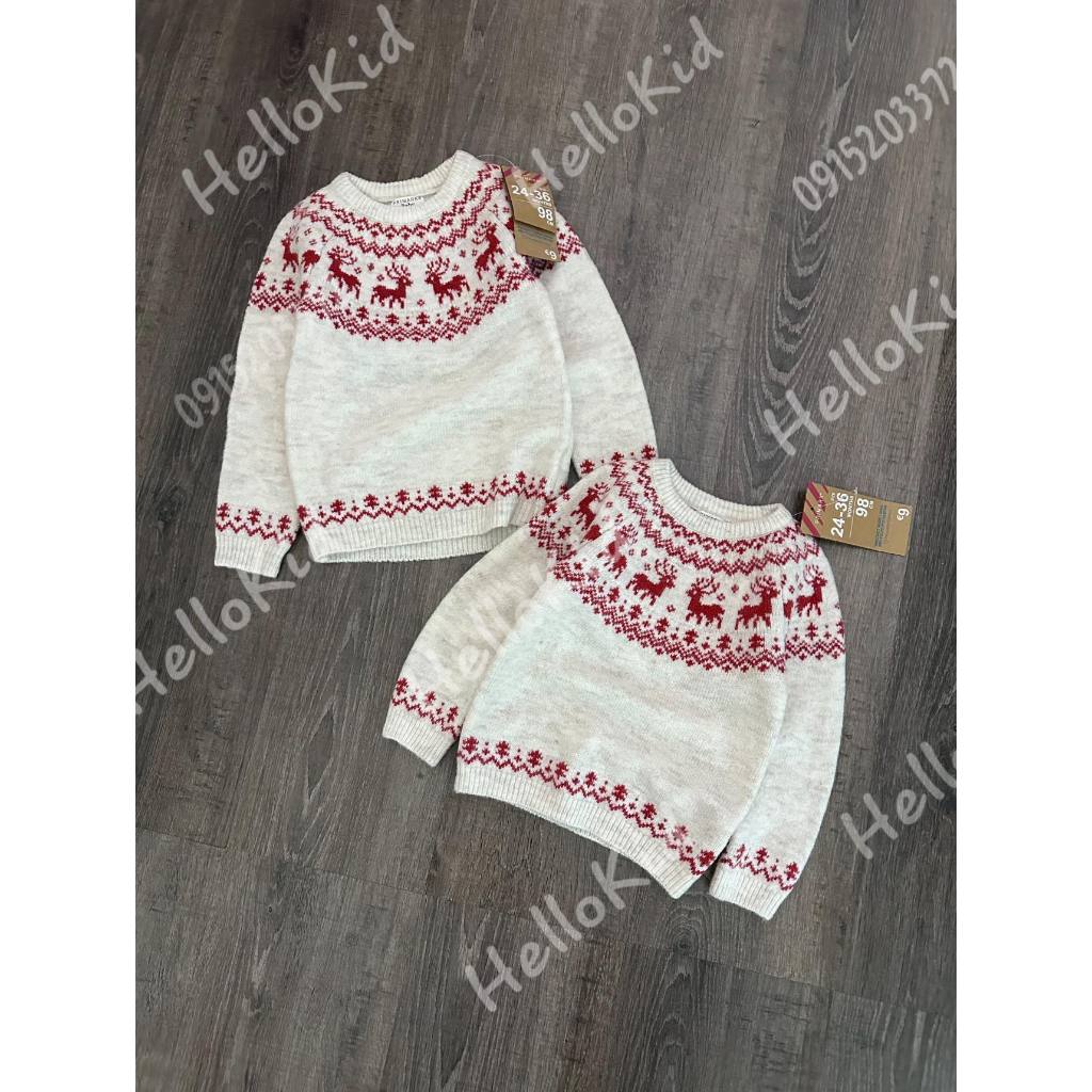 Áo len hoạ tiết phối đỏ tuần lộc ziczac cho bé prima