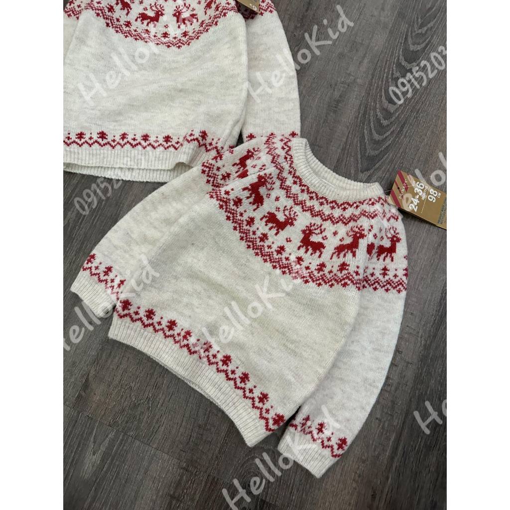Áo len hoạ tiết phối đỏ tuần lộc ziczac cho bé prima