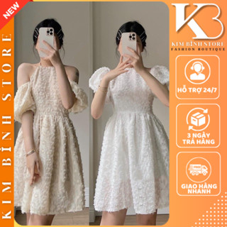 Váy Trễ Vai Lông Vũ Cổ Yếm Hở Vai Ulzzang Hàn Quốc - Kim Bình Store