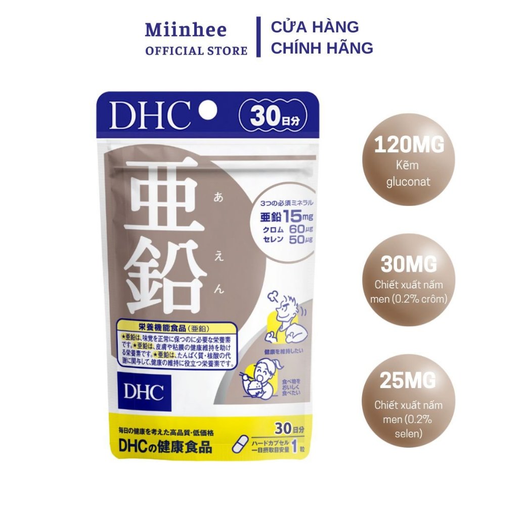 Combo Viên uống DHC ngừa mụn - mờ thâm 30 ngày Vitamin C 60 viên và Kẽm 30