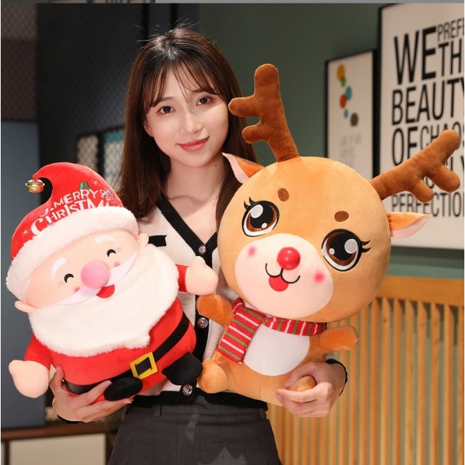 Gấu Bông Tuần Lộc Siêu Xinh Mùa Noel, Co Giãn 4 Chiều Kích Thước 38cm