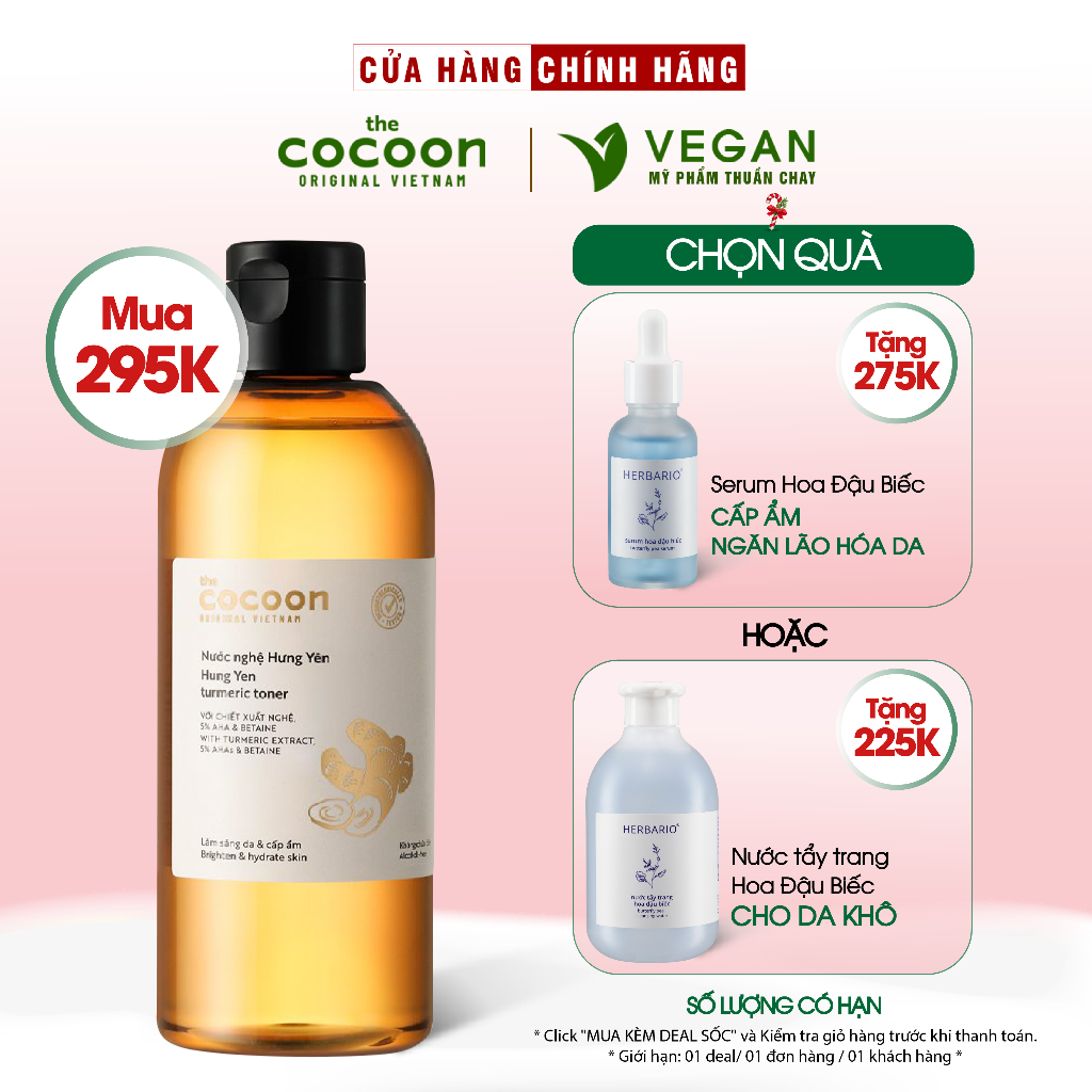 Bigsize - Nước nghệ Hưng Yên (toner) Cocoon làm sáng da & cấp ẩm 310ml thuần chay