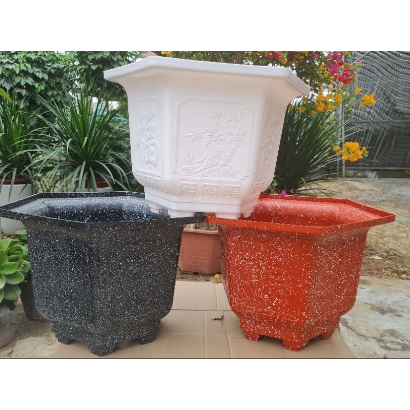 Combo 5 Chậu nhựa lục giác Lg380 kt miệng 43cm x cao 29cm đủ màu hàng dày đẹp
