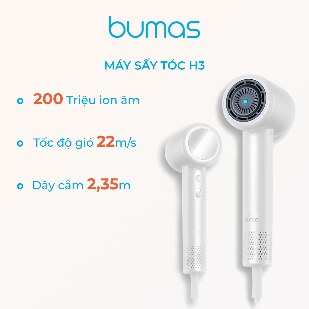 Máy Sấy Tóc Ion Âm BUMAS H10, Sấy Tóc Nhanh Chóng, Hỗ Trợ Dưỡng Tóc