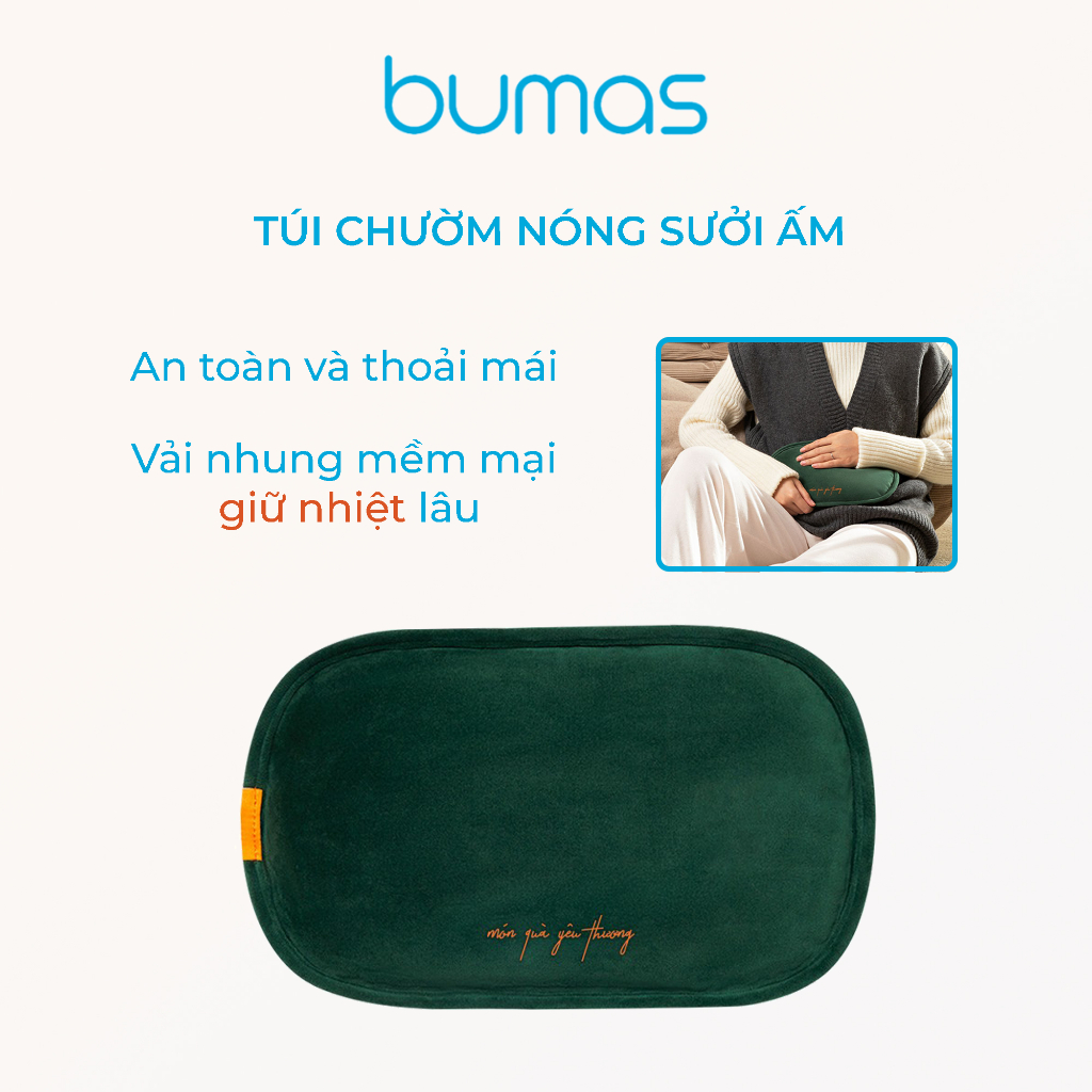 [Mã SOLO203 giảm đến 20k] Túi Sưởi Ấm Sạc Điện Cao Cấp BUMAS BW01 - Giữ ấm lên đến 8h - Bảo hành 6 tháng