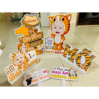 Combo hình Chibi  trang trí sinh nhật, đầy tháng bé trai bé gái có chân chống