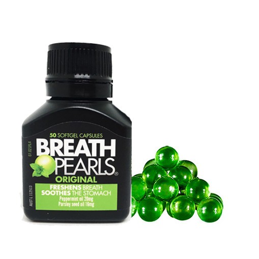 Viên uống hỗ trợ thơm miệng Breath Pearls Úc hộp 50 viên