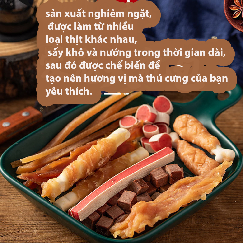 Ăn vặt cho chó hộp 8 món, bánh thưởng cho chó 800gr nguiyeen liệu tươi mới, hương vị tươi ngon, giàu dinh dưỡng