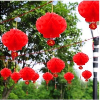 Đèn lồng Tết Trung Quốc giấy nhựa màu đỏ Đường kính 15cm,20cm,25cm,30cm,35cm