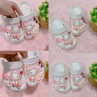 Dép Croc Classic bé Gái Màu Trắng mix thỏ hồng MunCrocs sỉ lẻ sục cross bay a nam nữ người lớn
