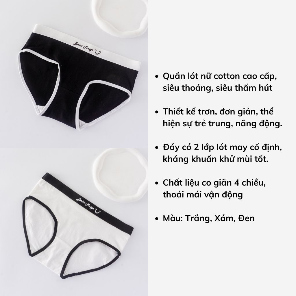 Quần Lót Nữ Cotton Cao Cấp Siêu Mềm Mại Đáy Quần 2 Lớp Kháng Khuẩn Eva Bra 0021