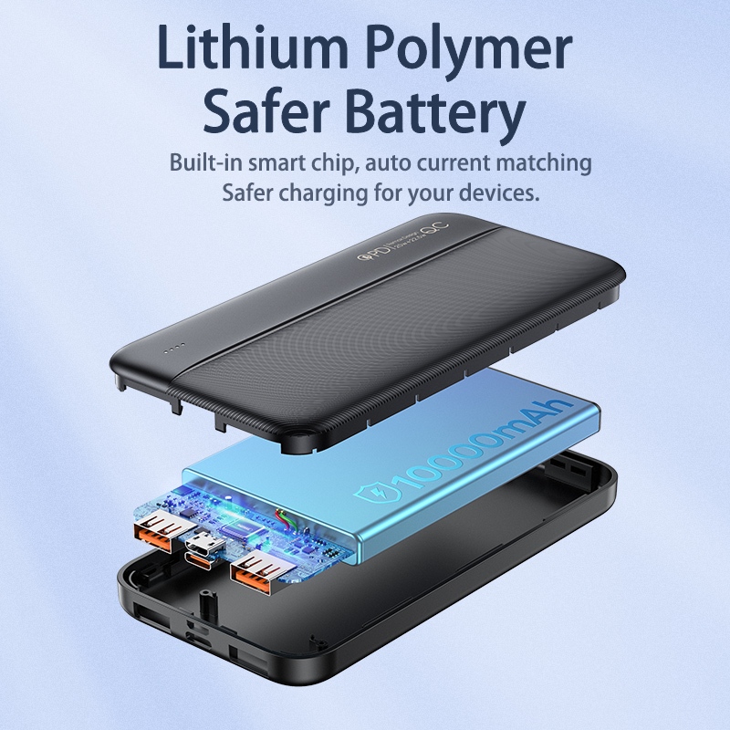 Pin dự phòng sạc nhanh Remax RPP-212 10000mAh siêu mỏng - sạc nhanh QC 3.0 22.5W và TypeC PD 20W