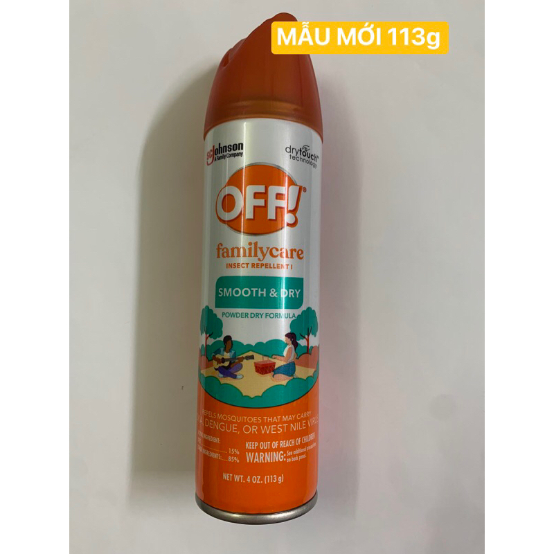 Xịt Xua Đuổi muỗi Và Côn Trùng OFF! Family Care Insect Repellent Smooth & Dry 113g - Mỹ