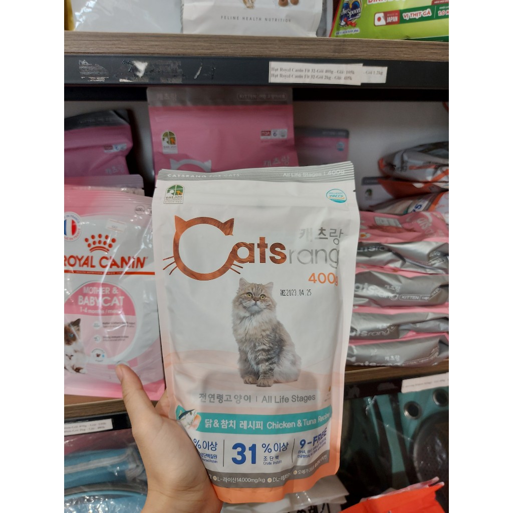 Thức ăn hạt Catsrang cho mèo con và mèo lớn - Gói 400gram