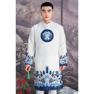 ÁO DÀI CÁCH TÂN NAM HỌA TIẾT -TẾT 2024 - PHÚC GYM STORE