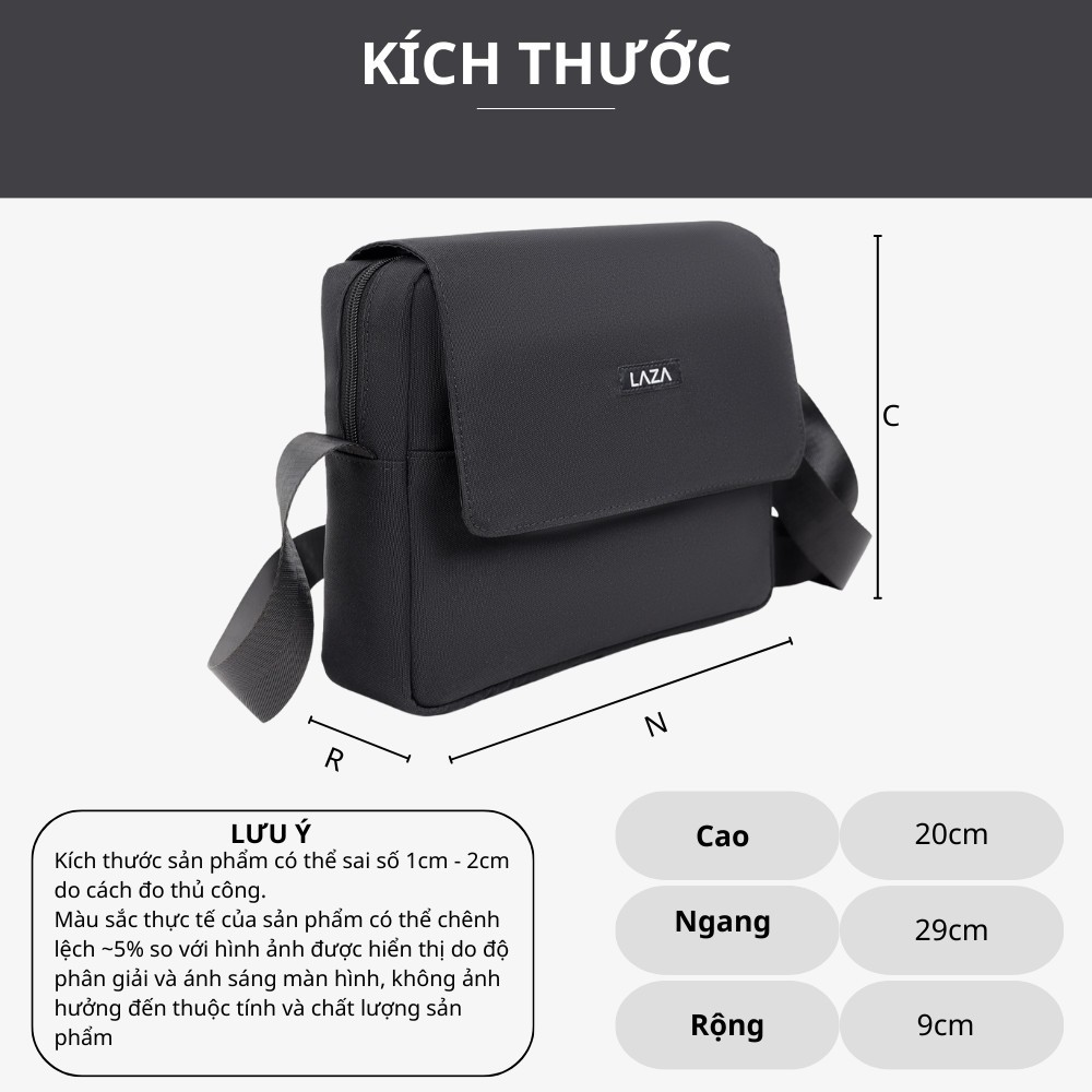 LAZA - Túi đeo chéo nam nữ Zella Bag 590 - Chất liệu canvas trượt nước cao cấp - Thương hiệu LAZA