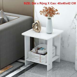 Kệ bàn trà nhỏ 2 tầng bằng gỗ để đầu giường tiện lợi, Kệ để đầu giường đa năng 2 tầng decor phòng khách-2X029
