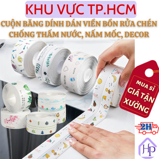  Cuộn Băng Dính Dán Viền Bồn Rửa Chén Bát Chống Thấm Nước, Chống Ẩm Mốc, Trang Trí Góc Bếp (3,5cm x 1,35m)