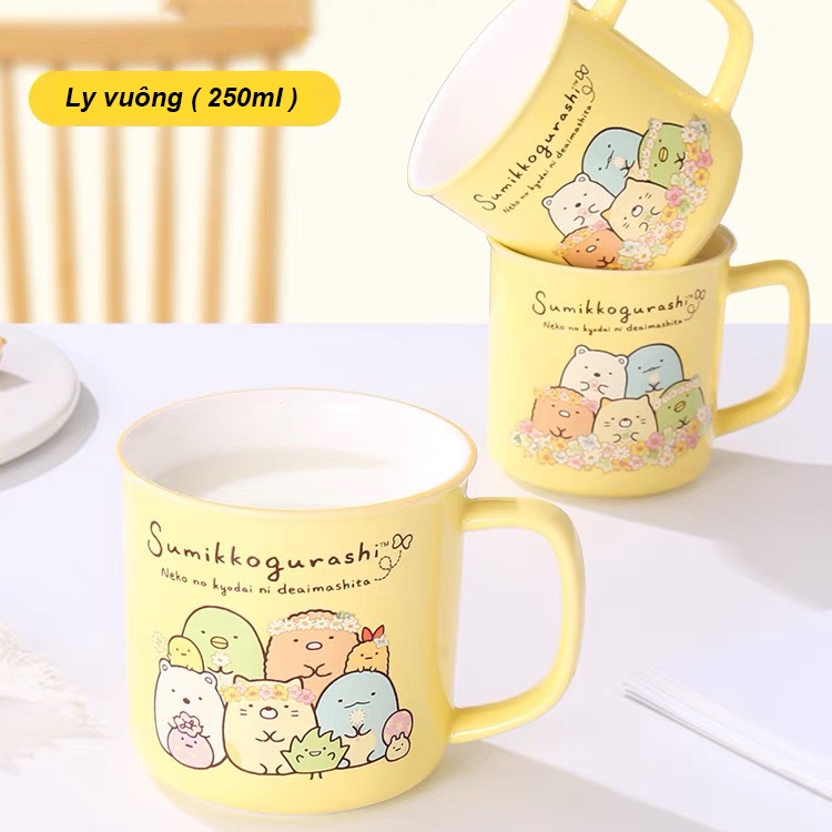 Ly sứ , cốc sứ , ly nước ,ly có tay câm sứ họa tiết bò sữa , trái dâu , hoạt hình siêu đáng yêu - Gốm sứ SH
