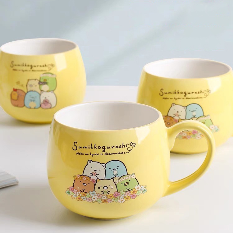 Ly sứ , cốc sứ , ly nước ,ly có tay câm sứ họa tiết bò sữa , trái dâu , hoạt hình siêu đáng yêu - Gốm sứ SH