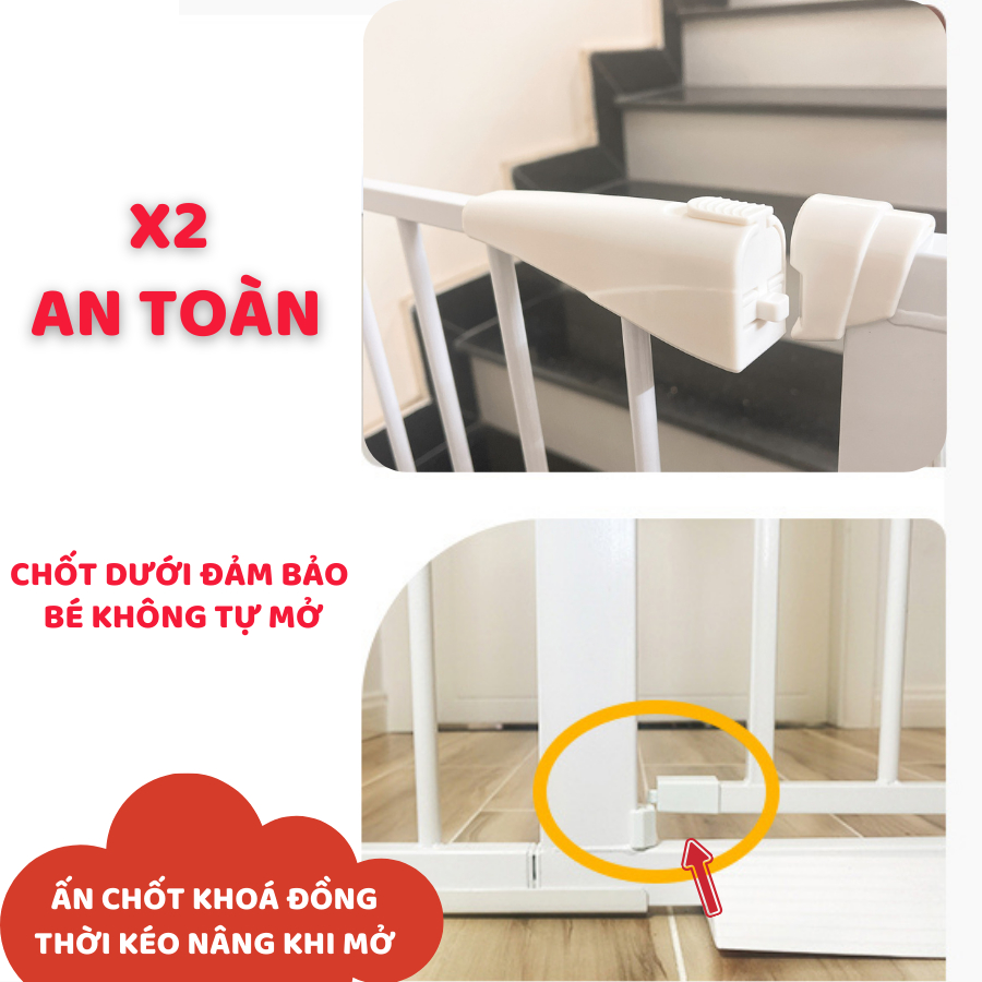 Thanh Chắn Cửa, Chắn Cầu Thang Pakey Không Khoan Đục cao 79cm Bảo Vệ An Toàn Cho Bé