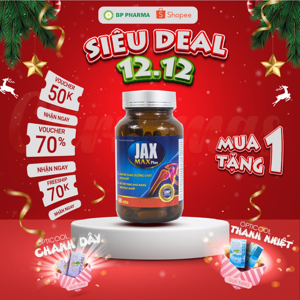 Viên Uống Bổ Khớp JAX MAX Plus Bổ Sung Dưỡng Chất Cho Ổ Khớp, Giảm Đau Nhức Và Nguy Cơ Thoái Hóa Khớp - Lọ 60 Viên