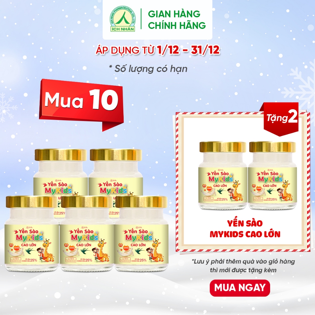 Yến Sào Mykids Giúp Bé Cao Lớn, Ăn Ngon, Bổ Sung Dưỡng Chất Và Vitamin, 100% Sợi Yến Nguyên Chất Khánh Hòa - Lọ 70ml