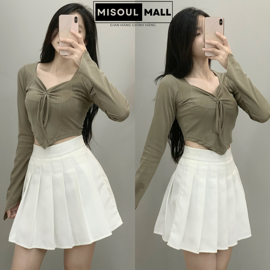 Áo dài tay thun tăm dúm ngực BigSize MiSoul Mall, Áo Thun Tăm Rút Ngực vạt nhọn 212