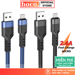 Cáp sạc nhanh Micro Hoco Dây bọc dù hỗ trợ sạc nhanh 2.4A thiết kế chắc chắn cho samsung xiaomi