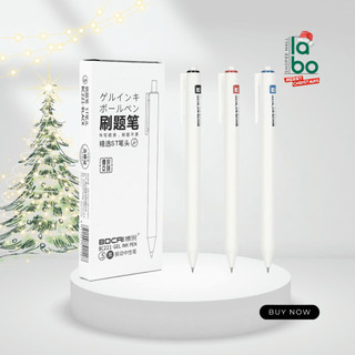 Bút bi mực gel ngòi 0.5mm labo mực xanh đen đỏ vò trắng