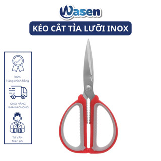 Kéo cắt tỉa lưỡi inox (Màu Đỏ) Wasen
