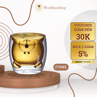 Ly cách nhiệt thủy tinh 2 lớp hình mặt gấu ngộ nghĩnh
