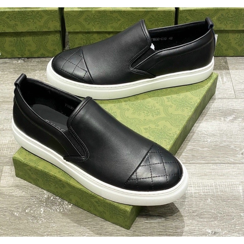 Giầy nam slip on đế trắng hoạ tiết đơn giản thời trang giới trẻ, Giầy sục đơn giản dễ phối đồ Clshop từ 38 đến 42.