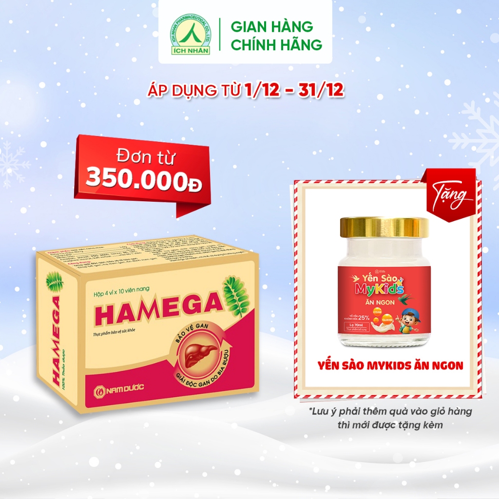 Viên uống HAMEGA  Hỗ Trợ Giải Độc Gan, Mát Gan, Giải Rượu Và Tăng Cường Chức Năng Gan - Hộp 40 viên