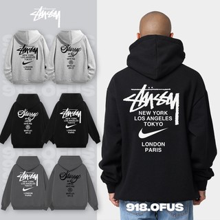 Áo hoodie Stussy World tour nỉ bông zip cao cấp dày dặn 2 lớp mũ form rộng nam nữ unisex 918Ofus